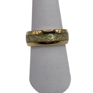 Nuni Jewelry 8mm Tungsten Wedding Band Ring 14K Gold Polished Center M Nuni Jewelry 8mm Tungsten comfort band wedding ring NWT